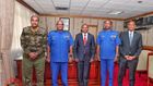 Interior Cabinet Secretary Kithure Kindiki flanked by police IG Japhet Koome, Deputy IG Edward Mbugua, Noor Gabow and DCI boss Amin Ibrahim