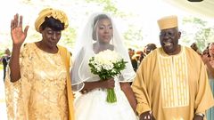 Singer Akothee, her mother and father on her wedding day
