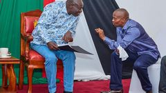 Deputy President Rigathi Gachagua and CS Kithure Kindiki at the Coast Region Conference on Illicit Alcohol and Narcotic Drugs Abuse held on February 26, 2024