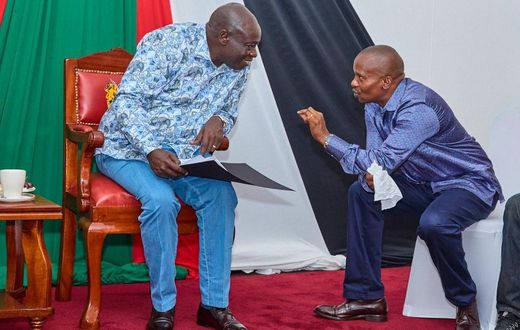 Deputy President Rigathi Gachagua and CS Kithure Kindiki at the Coast Region Conference on Illicit Alcohol and Narcotic Drugs Abuse held on February 26, 2024