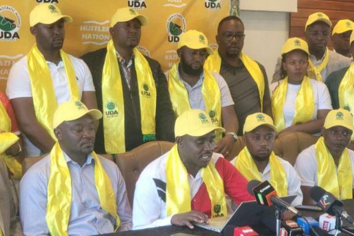 UDA Secretary General Cleophas Malala addressing the press on Saturday, 17 Feb 2024