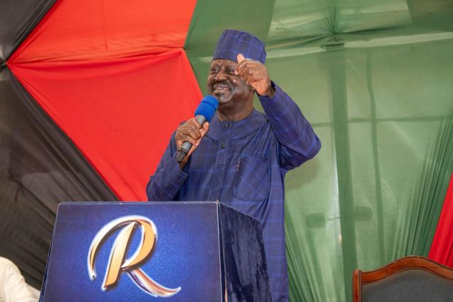 Azimio la Umoja leader Raila Odinga during a past rally