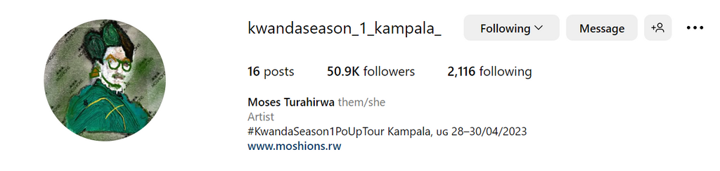 Moses Turahirwa's Instagram showing planned fashion show in Kampala