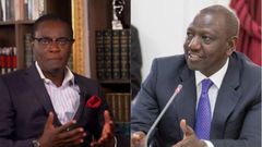 A collage image of Mutahi Ngunyi and President William Ruto