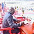 President William Ruto signs his oath of office during his swearing in ceremony in 2022