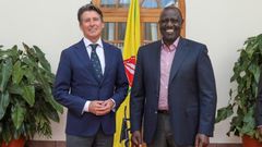 World Athletics president Seb Coe (left) and President William Ruto