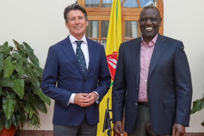 World Athletics president Seb Coe (left) and President William Ruto