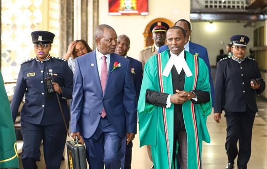 Treasury CS Njuguna Ndungu arriving in Parliament for the 2023 Budget Day