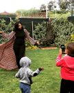 Media personality Janet Mbugua with her kids