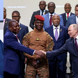 A collage of President William Ruto and Russian President Vladimir Putin alongside African leaders and delegates at the second Russia-Africa summit in Saint Petersburg.