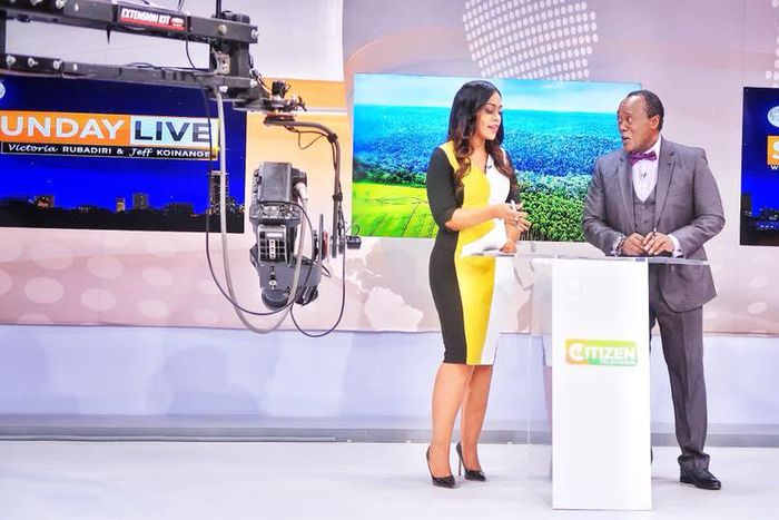 Citizen TV co-anchors Victoria Rubadiri and Jeff Koinange during a past bulletin