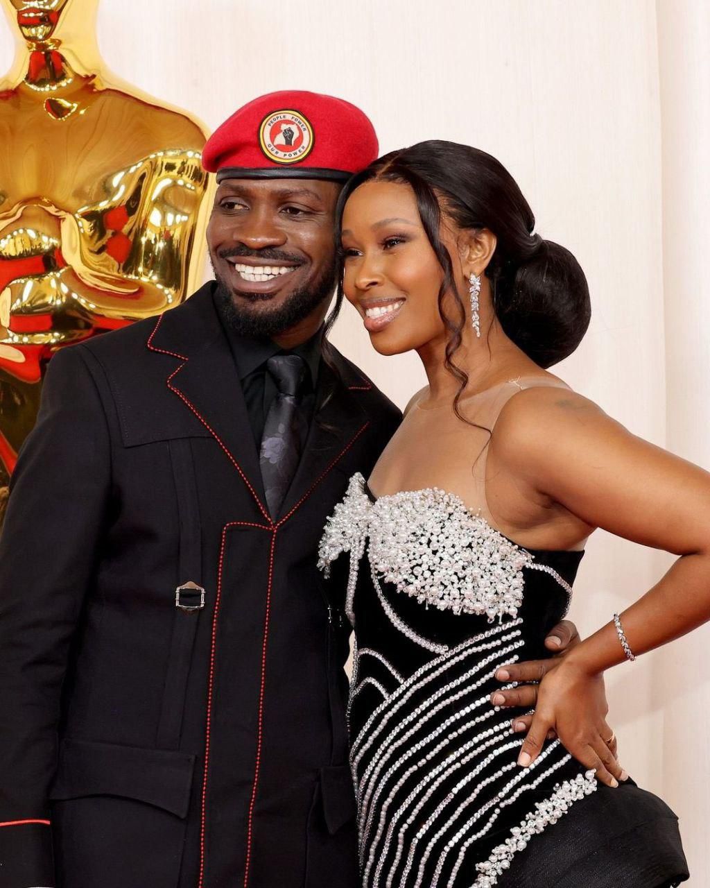 Bobi Wine with Barbie Kyagulanyi at the Oscars