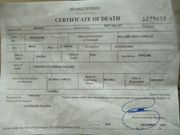 A sample of a death certificate