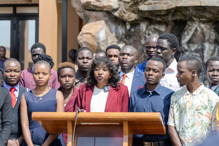 Charlene Ruto delivering a speech during a meeting with 47 presidents of county student associations in Nairobi on July 3, 2024.