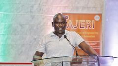 Engineer George Ouma Otieno explaining his innovation