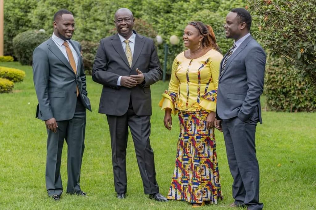 Deputy President Rigathi Gachagua with his wife Dorcas and their children