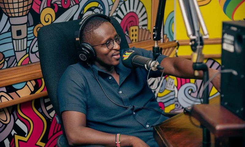 Njugush during an interview at Nation FM