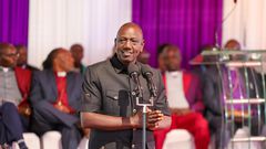 President William Ruto speaks during the funeral of Nyandarua Senator John Methu on January 2, 2024