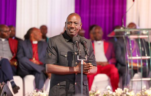 President William Ruto speaks during the funeral of Nyandarua Senator John Methu on January 2, 2024
