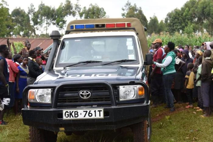 A police vehicle at a crime scene