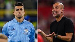 Joao Cancelo (left) and Pep Guardiola