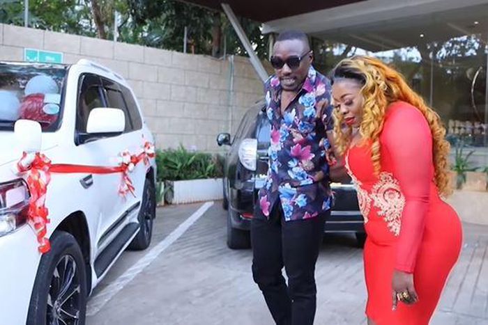 Justina Syokau being gifted a car on her birthday