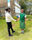 DJ Kymnickdee and his niece during admission to Alliance Girls High School
