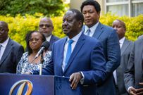 Azimio Party leader Raila Odinga speaking during a media briefing on February 15, 2023