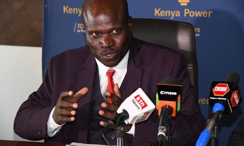 Kenya Power MD & CEO, Dr (Eng) Joseph Siror during a press briefing on February 23, 2024