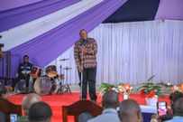 Retired President Uhuru Kenyatta during a church service in Mwingi