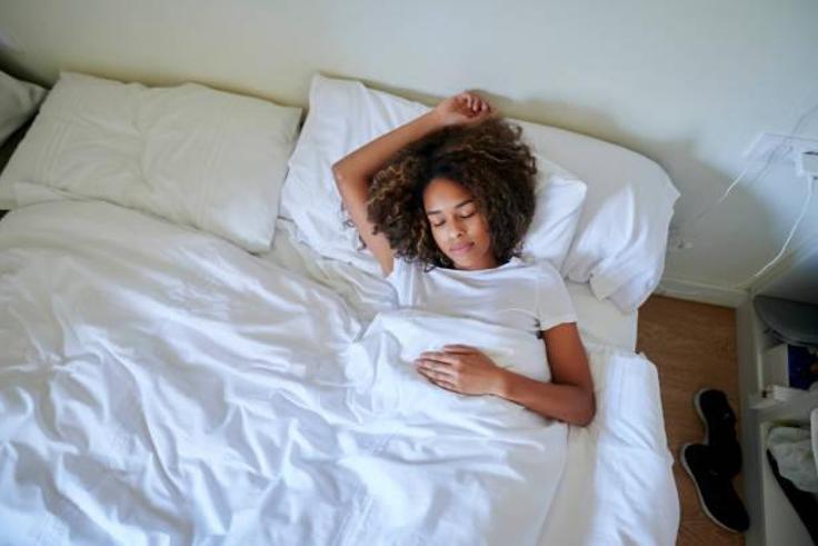 Woman sleeping on a pillow