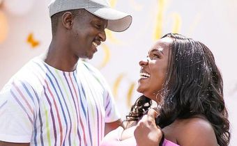 Njugush and his wife during the baby shower