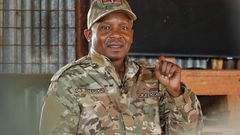 Interior CS Kithure Kindiki during a visit to security camps in Wajir and Mandera Counties