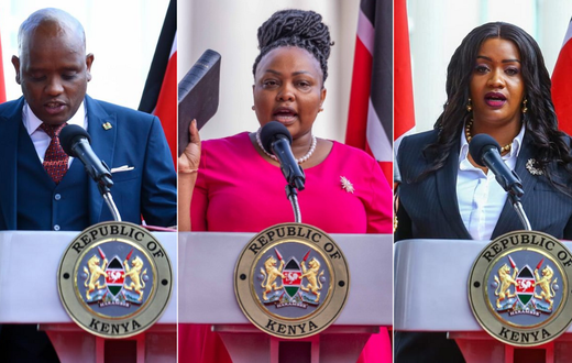 Chief Administrative Secretaries Dennis Itumbi, Millicent Omanga and Cate Waruguru