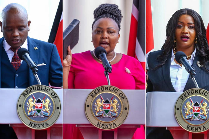 Chief Administrative Secretaries Dennis Itumbi, Millicent Omanga and Cate Waruguru