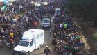 A crowd at the scene of the tragic accident along the Migori-Isebania road on Saturday, April 08.