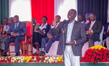 President William Ruto during a thanksgiving ceremony for Interior PS Raymond Omollo in Homa Bay on July 15, 2023.