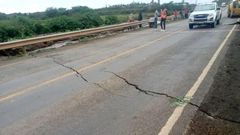 A section of Narok-Mai Mahiu highway that cracked. KeNHA announced the closure of the road for repairs on April 30, 2023 and gave alternative routes