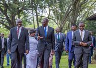 President William Ruto and Deputy President Rigathi Gachagua at the National Prayer Breakfast at Safari Park on May 30, 2024