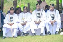 Kim Kogos with groomsmen during his wedding ceremony on July 29, 2023