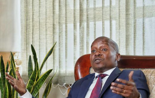 CS Kithure Kindiki speaking during a meeting at Harambee House, Nairobi on May 15, 2023