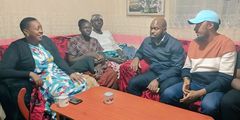 Nominated Member of Parliament Sabina Chege, Kiambu Senator Karungo Thang'wa, and Gatundu South MP Gabriel Kagombe condoling with Dick Munyonyi's family