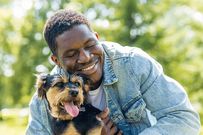 A man with a dog
