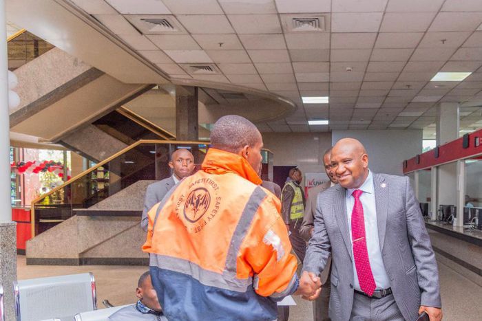 KRA Commissioner General James Githii Mburu interacting with taxpayers at Times Towers