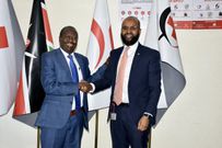 Kenya Red Cross Secretary General Dr Ahmed Idris with Baringo Governor Benjamin Cheboi on March 18,2024