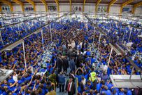President William Ruto during a tour of Hela Apparel factory in Athi River, Machakos County on April 23, 2024