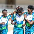 KCB FC's Erick Adem (in dreadlocks) leads teammates in celebrating his goal against Kariobangi Sharks during Football Kenya Federation (FKF) Premier League match between KCB and Kariobangi Sharks at the Moi International Sports Centre, Kasarani on Janu...
