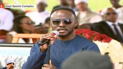 A screengrab image ofJoel Omondi Rabuku eulogizing his father, the late General Francis Ogolla
