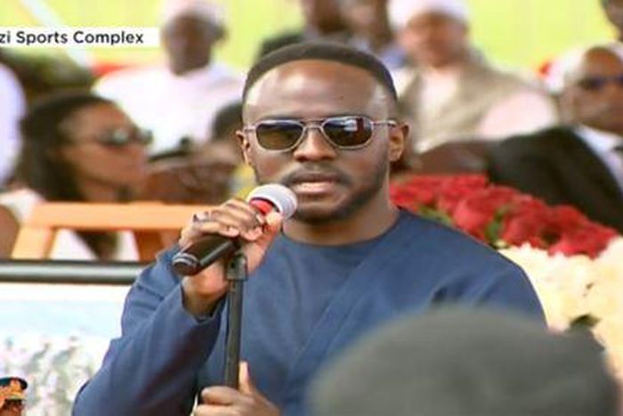 A screengrab image ofJoel Omondi Rabuku eulogizing his father, the late General Francis Ogolla