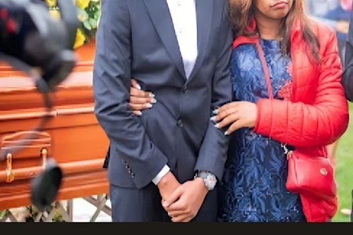 Zora actor Ryan Mwenda' Simba' and his mother during the burial of his grandfather in November 2023